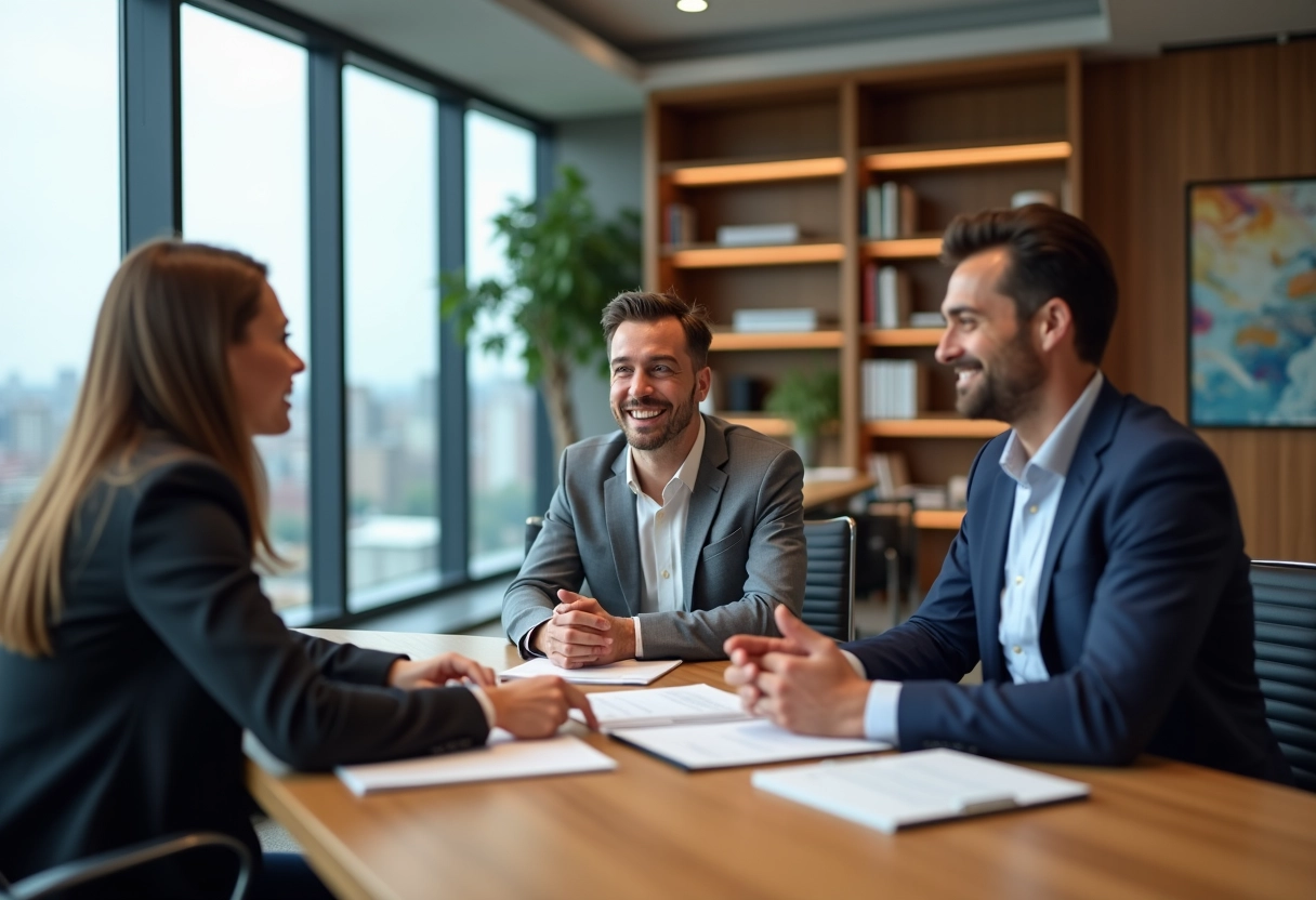 Trois collègues discutant autour d