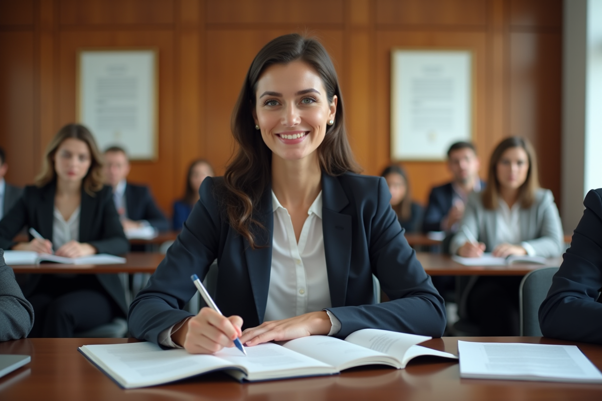 Femme confiante prenant des notes lors d