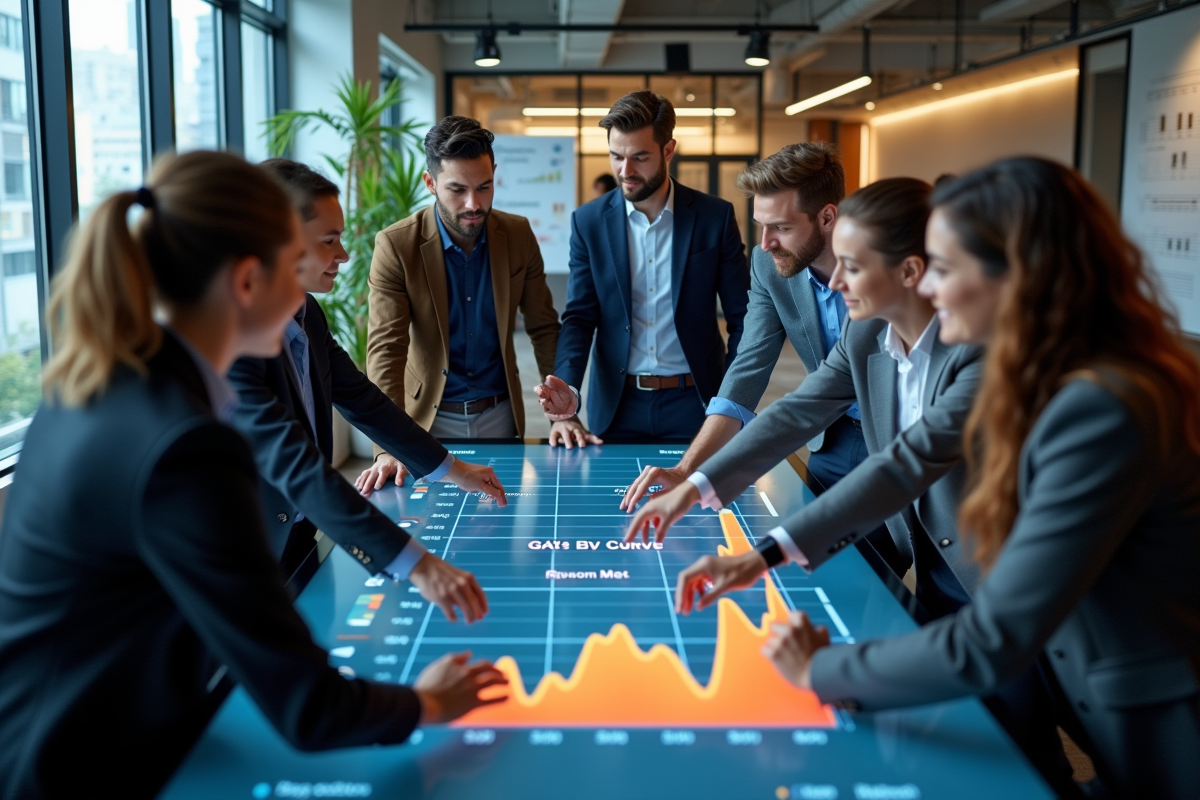 Groupe de jeunes professionnels autour d