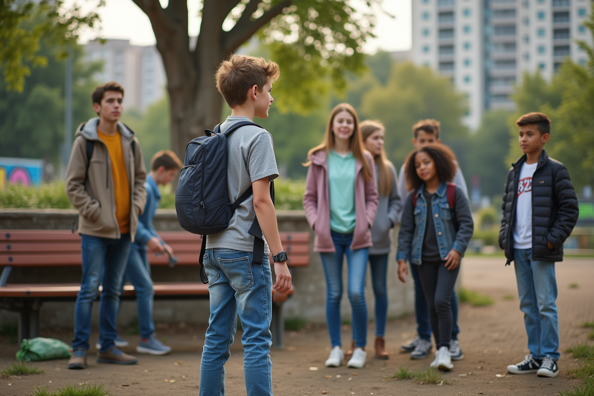 Adolescent menant une opération de nettoyage dans un parc